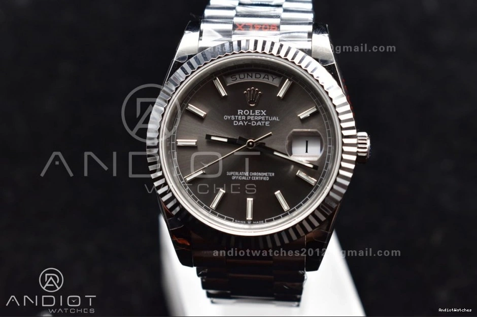 Stretchable Bracelet Dial DayDate V Grey Markers 40 904L Stick Steel On A2836 GMF 704 President Weighted Tungsten 0420